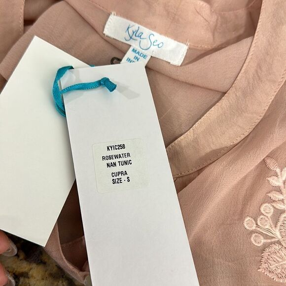 Kyla Seo Luana Rosewater Embroidered 3/4 Sleeve Tunic Top Size S - Picture 8 of 12